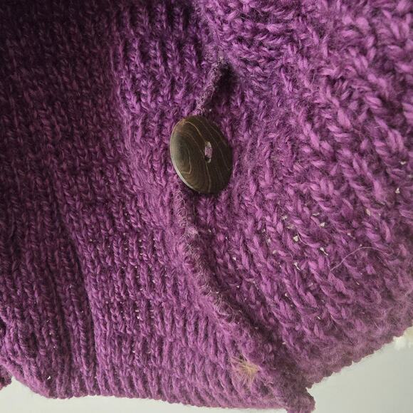 Kilronan Wear 100% Merino Wool Sweater Cardigan Purple Size L Large - Picture 7 of 11